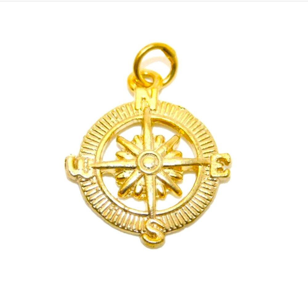 14K Compass Yellow Gold Pendant Charm